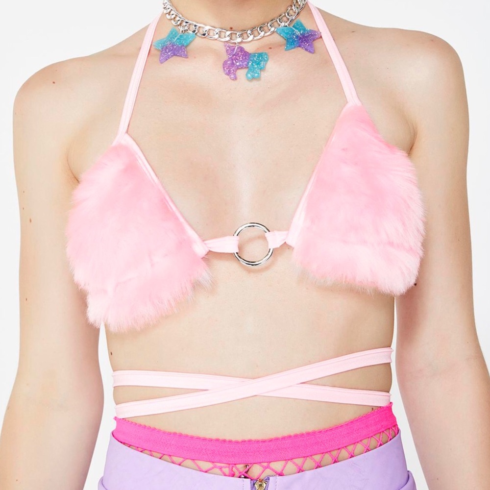 JUST A GIRL FUZZY BRA TOP